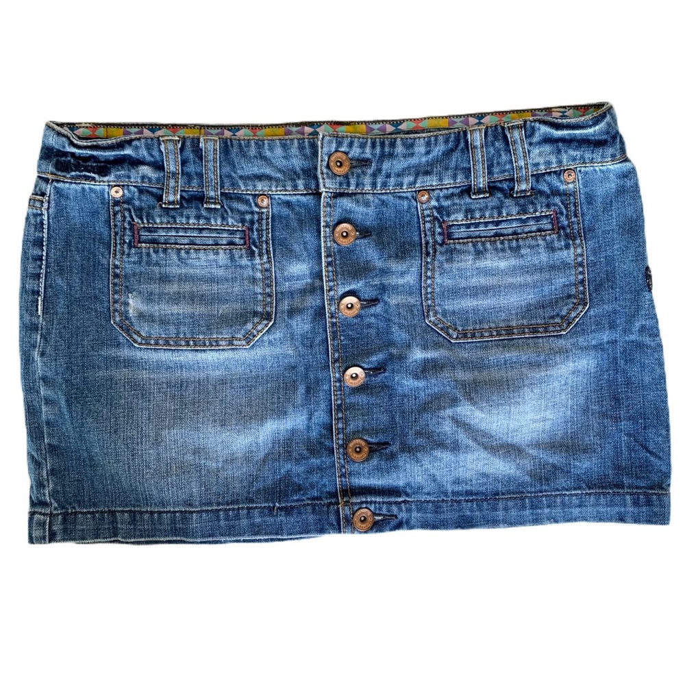 BILLABONG The Micro Mini Button Down Denim Jean Skirt. Blue Size 11